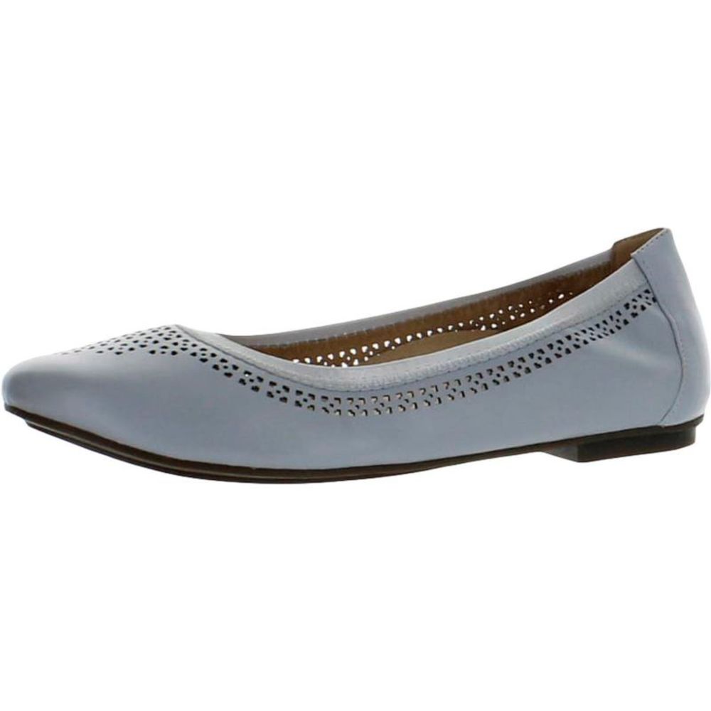 Vionic Womens Whisper Blue Leather Perforated Slip On Ballet Flats Shoes Used